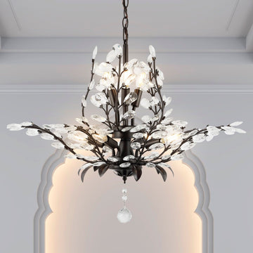 Diantha 28.5" 7-Light Contemporary Bohemian Iron/Acrylic LED Pendant - JONATHAN Y